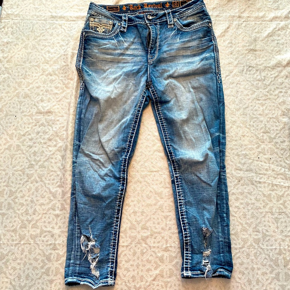 Rock Revival light wash ankle cropped jeans